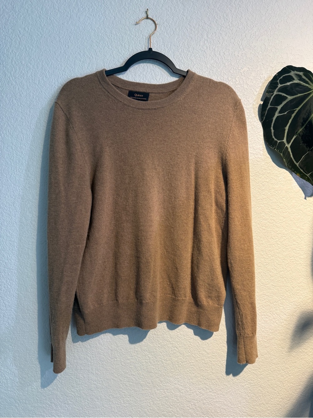 Quince Mongolian Cashmere Crewneck Sweater in Beige